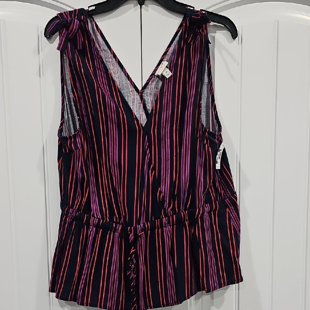 💥A New Day Women's Striped Blouse - Black and Red